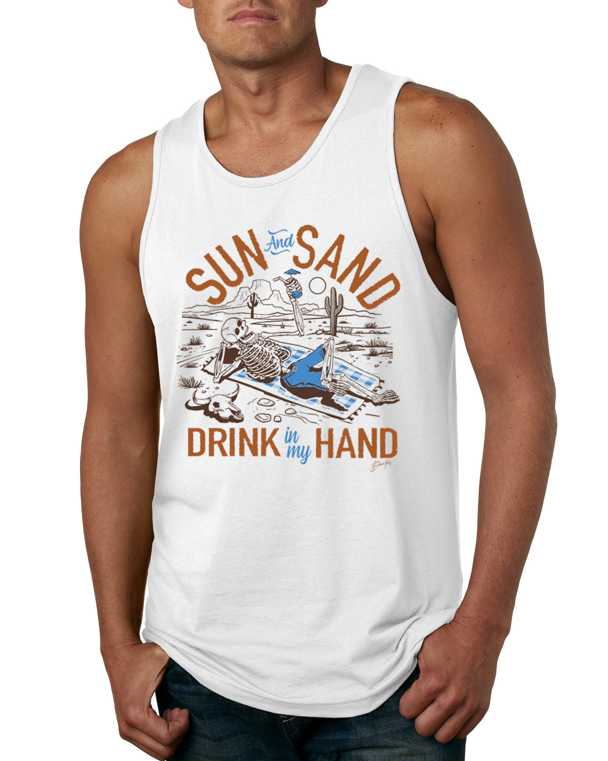 Camiseta sin mangas Sun And Sand Drink In My Hand Nature para hombre - Imagen 6 de 6