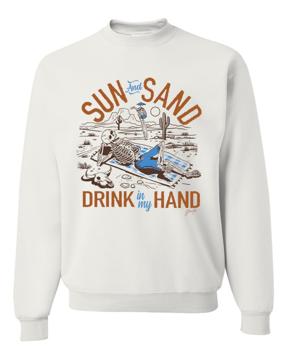 Sun and Sand Drink In My Hand Nature Unisex Rundhalsausschnitt Sweatshirt - Bild 8 von 8