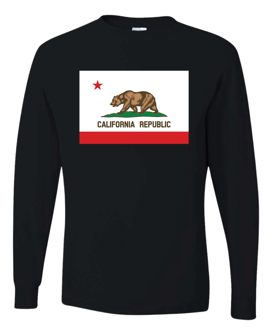 California Republic State Flag Bear Men Long Sleeve Shirt