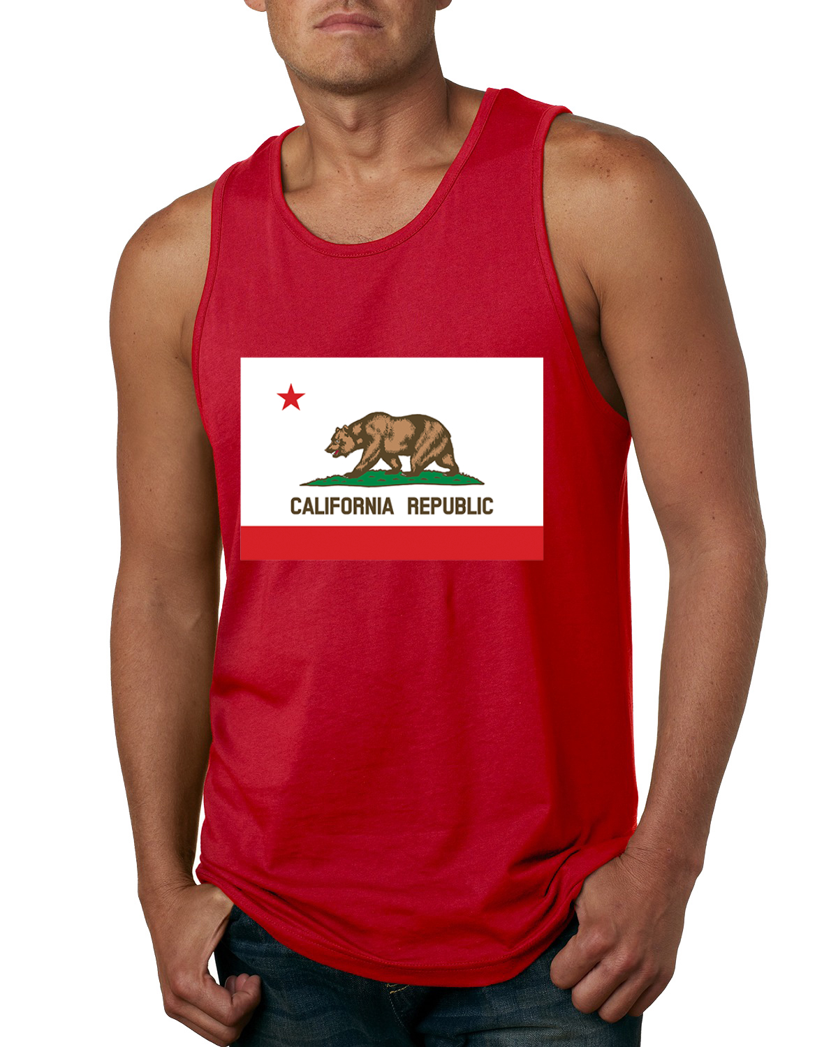California Republic State Flag Bear Men Tank Top - Picture 7 of 9