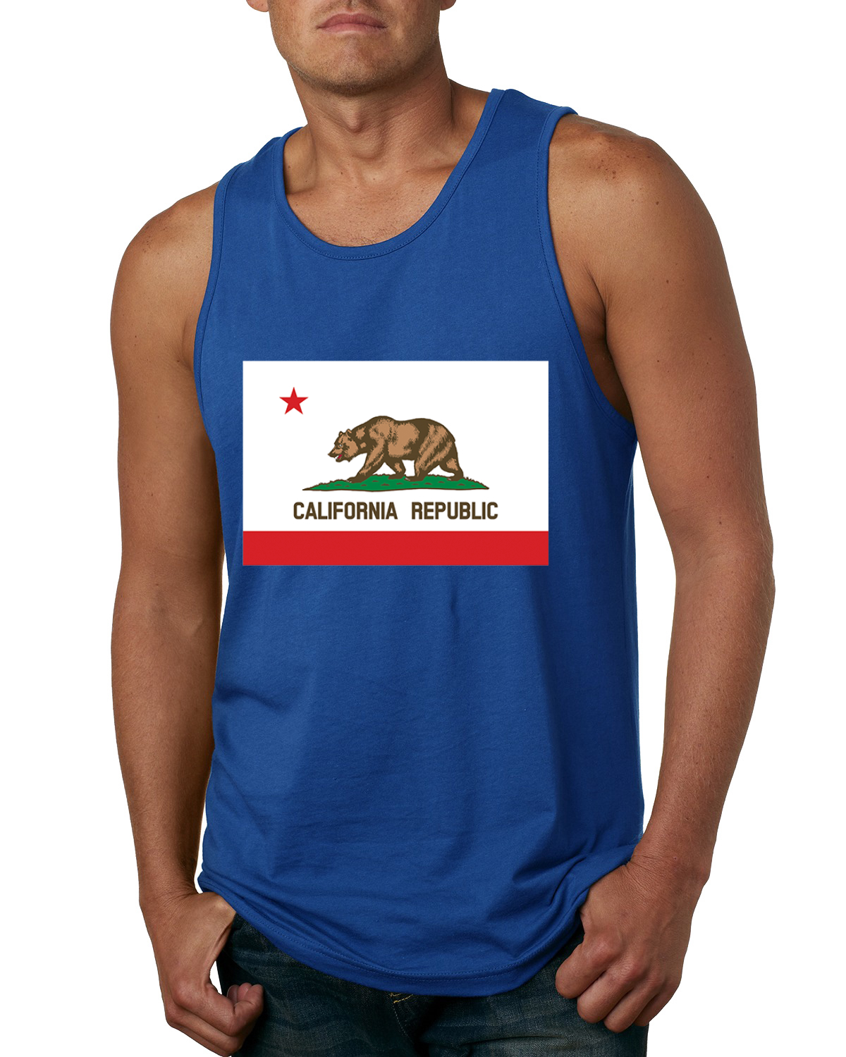 California Republic State Flag Bear Men Tank Top - Picture 8 of 9