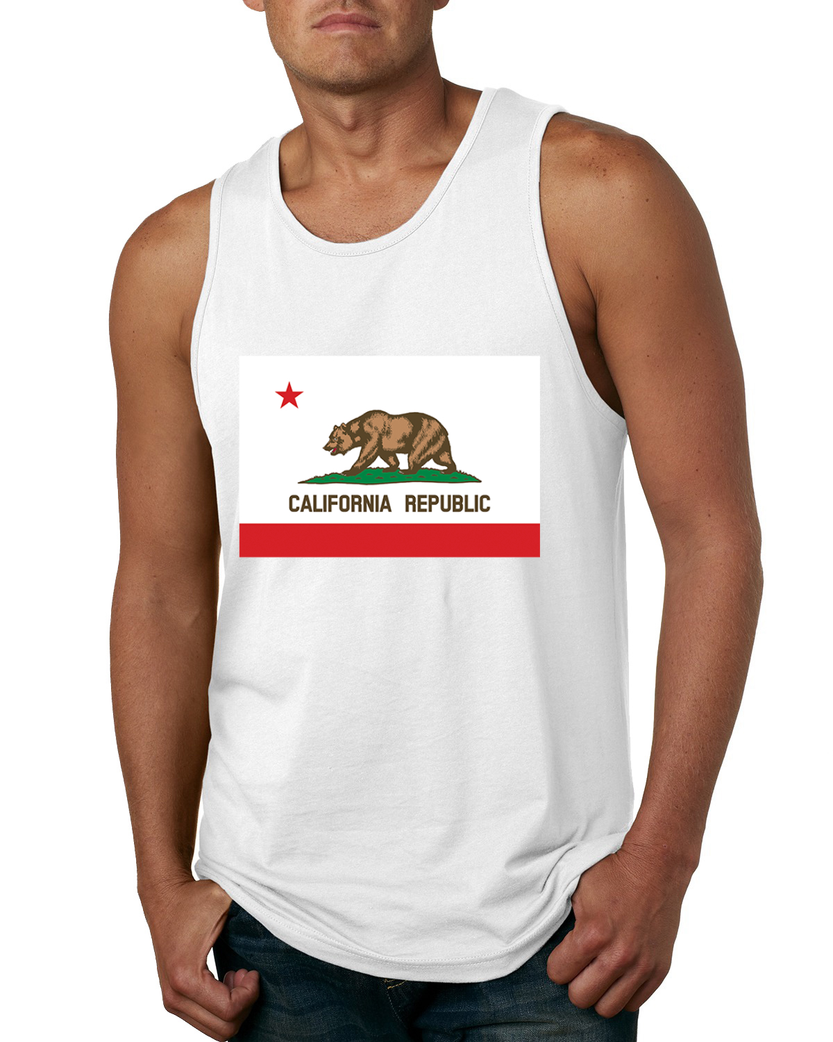 California Republic State Flag Bear Men Tank Top - Picture 9 of 9