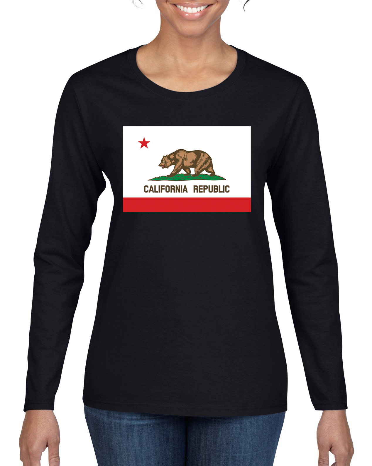 Camiseta gráfica de manga larga con bandera del estado de California - Imagen 3 de 13
