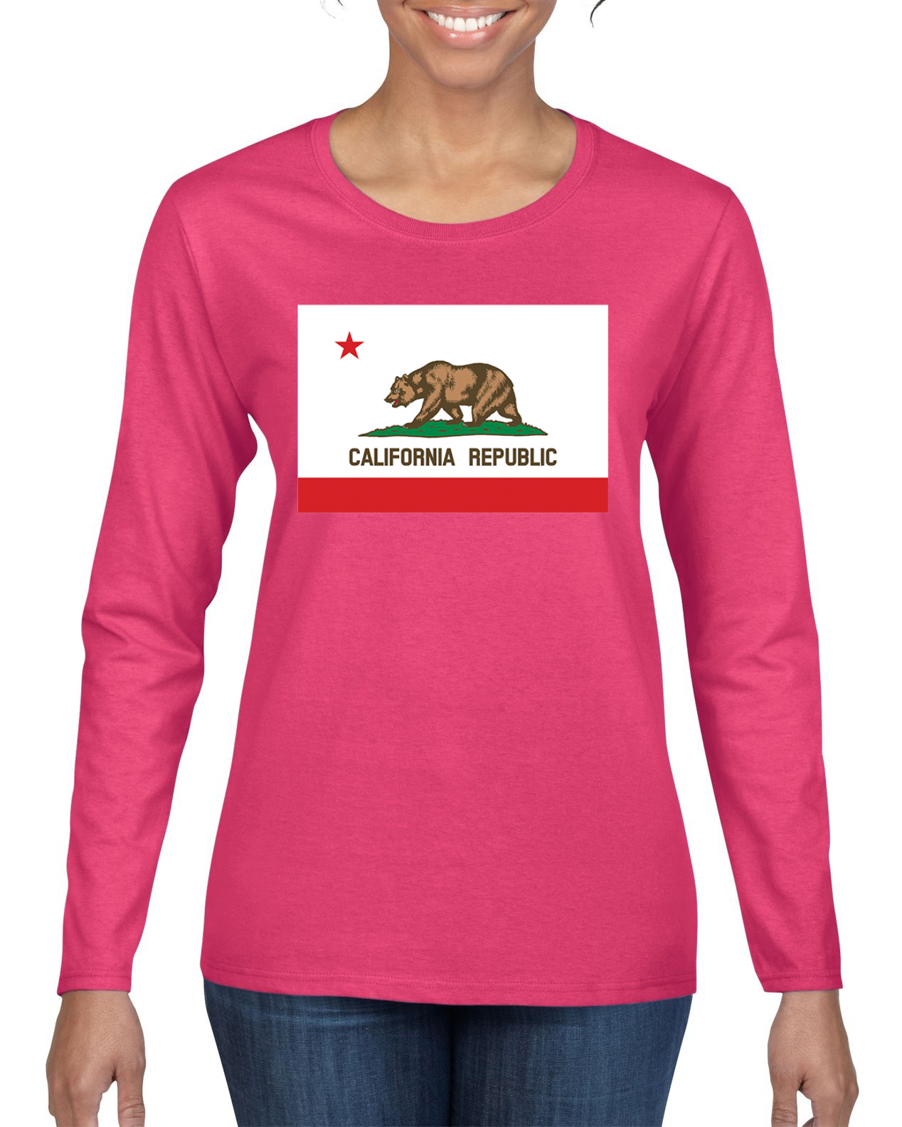 Camiseta gráfica de manga larga con bandera del estado de California - Imagen 4 de 13