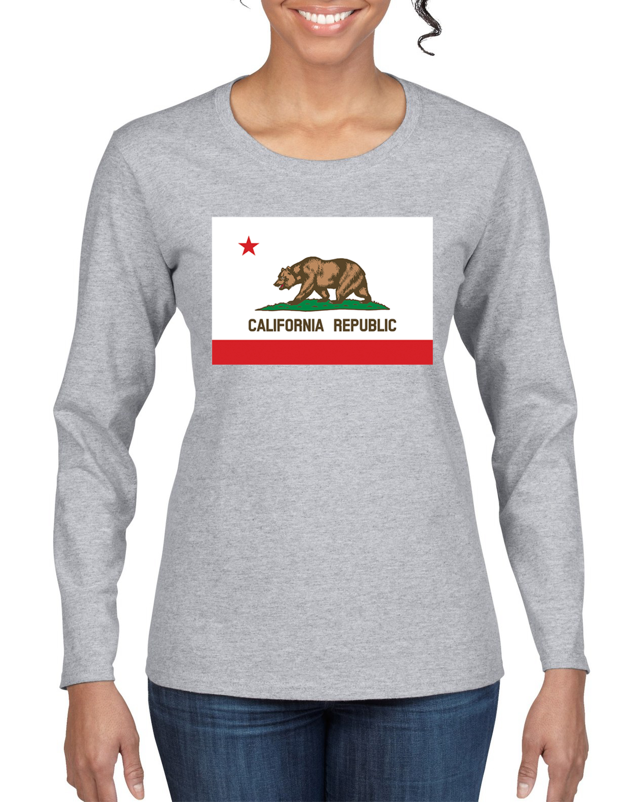 Camiseta gráfica de manga larga con bandera del estado de California - Imagen 5 de 13