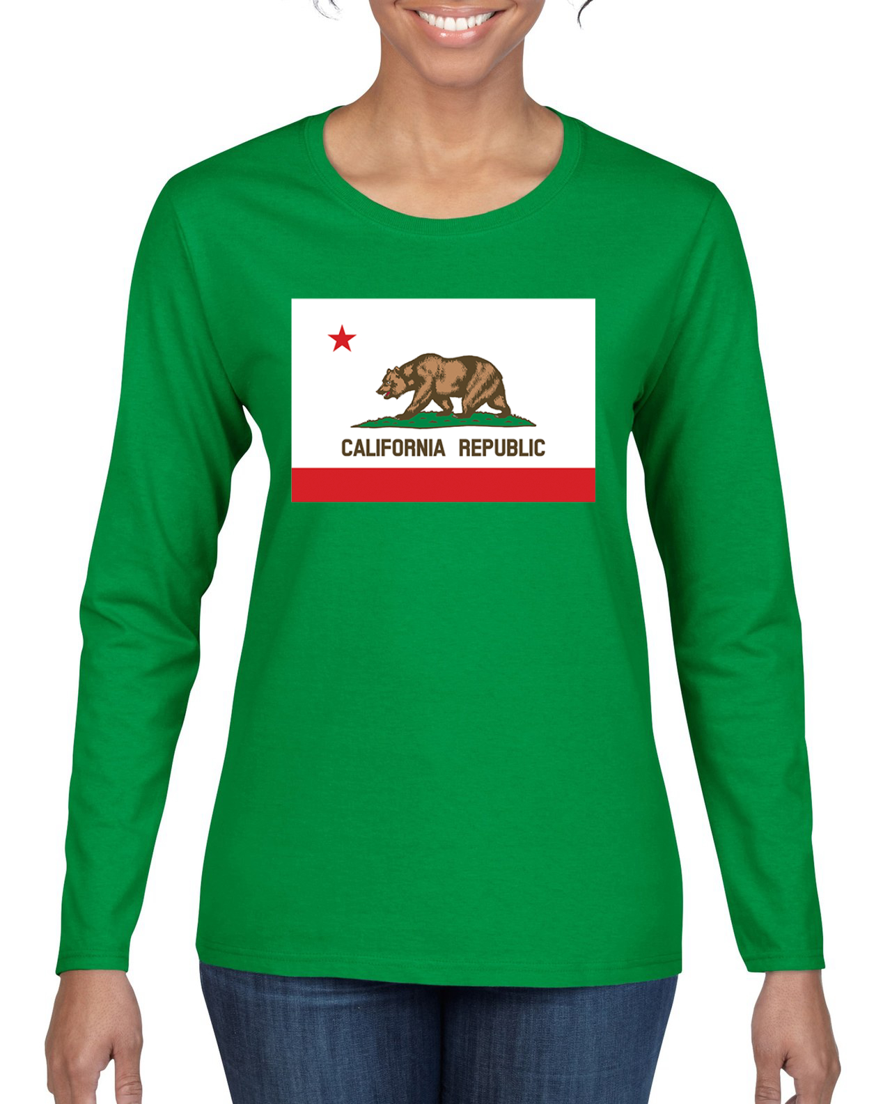 Camiseta gráfica de manga larga con bandera del estado de California - Imagen 6 de 13
