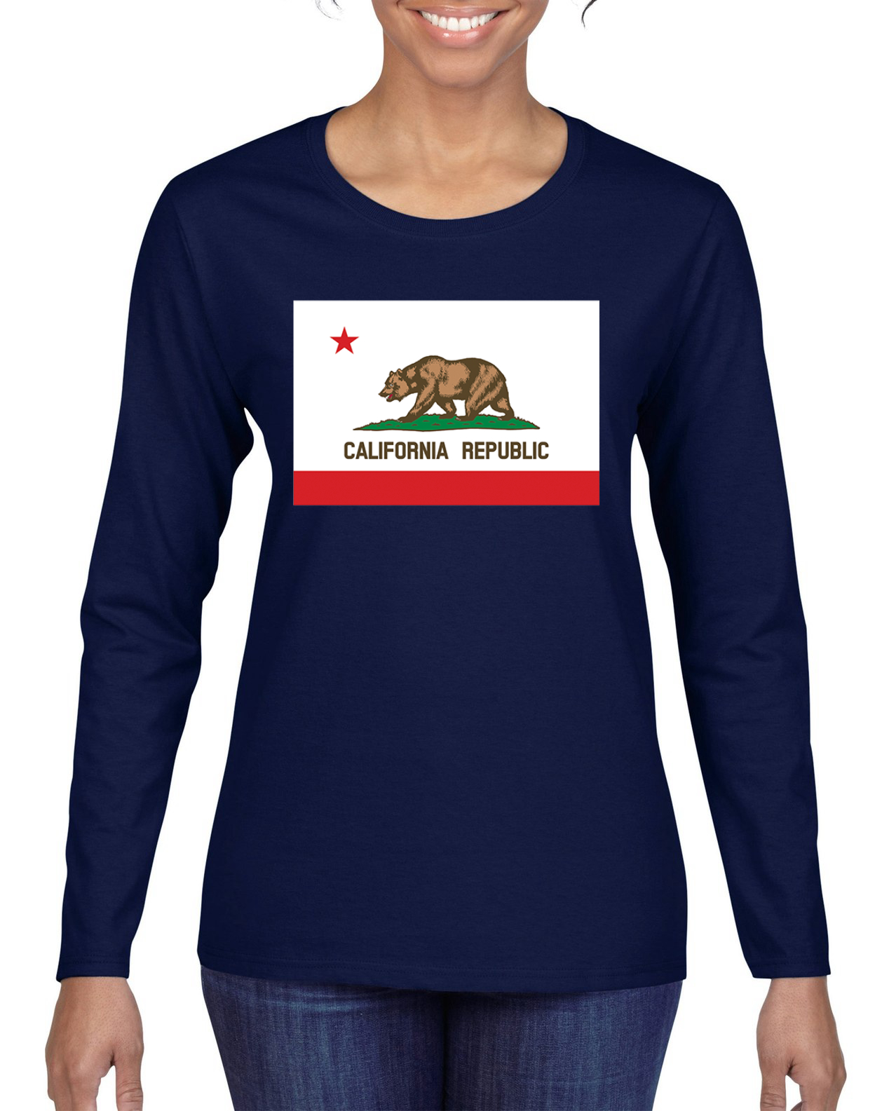 Camiseta gráfica de manga larga con bandera del estado de California - Imagen 8 de 13