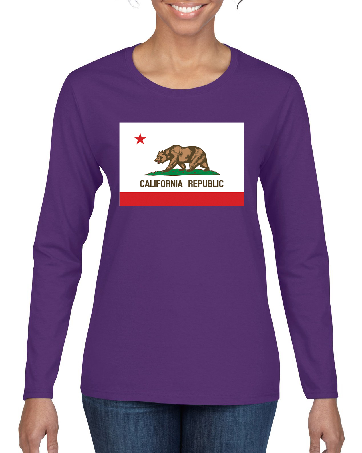 Camiseta gráfica de manga larga con bandera del estado de California - Imagen 9 de 13