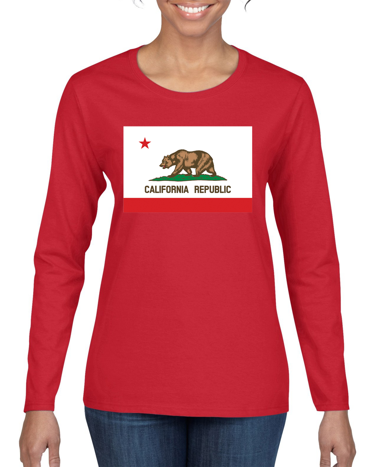 Camiseta gráfica de manga larga con bandera del estado de California - Imagen 10 de 13