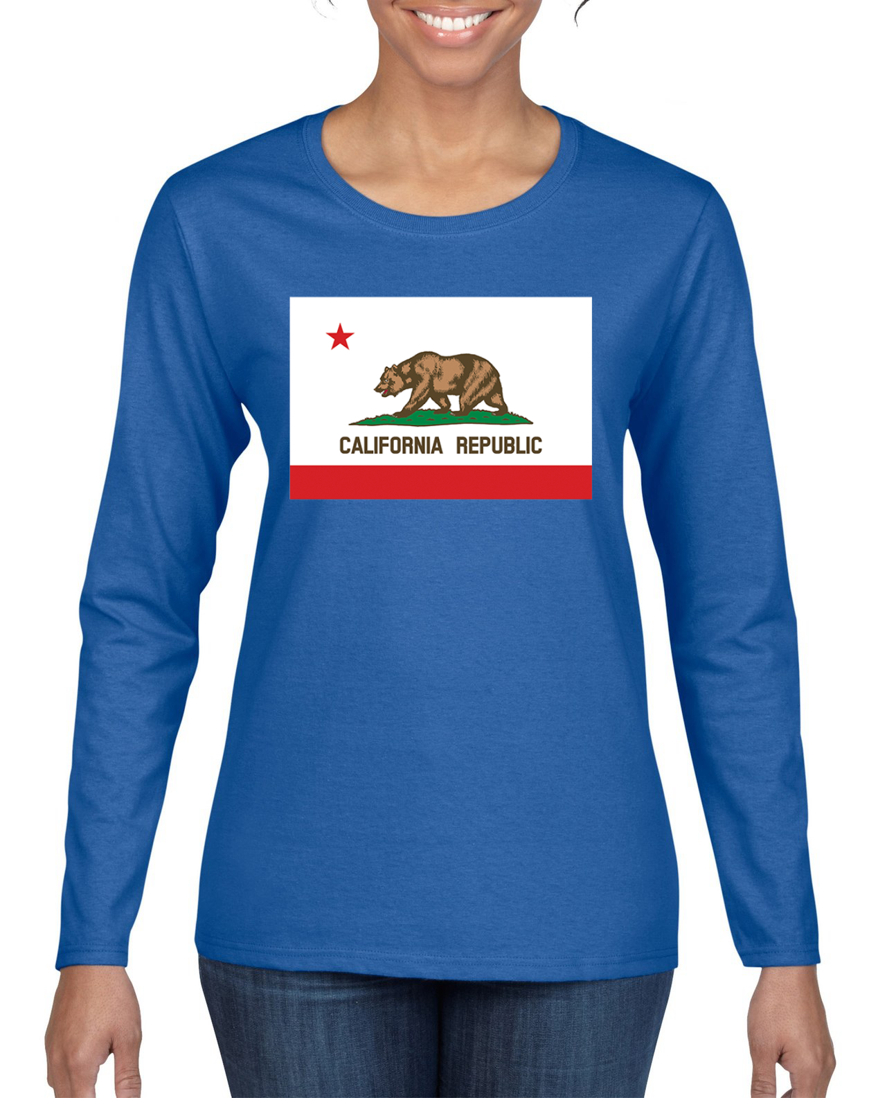 Camiseta gráfica de manga larga con bandera del estado de California - Imagen 11 de 13