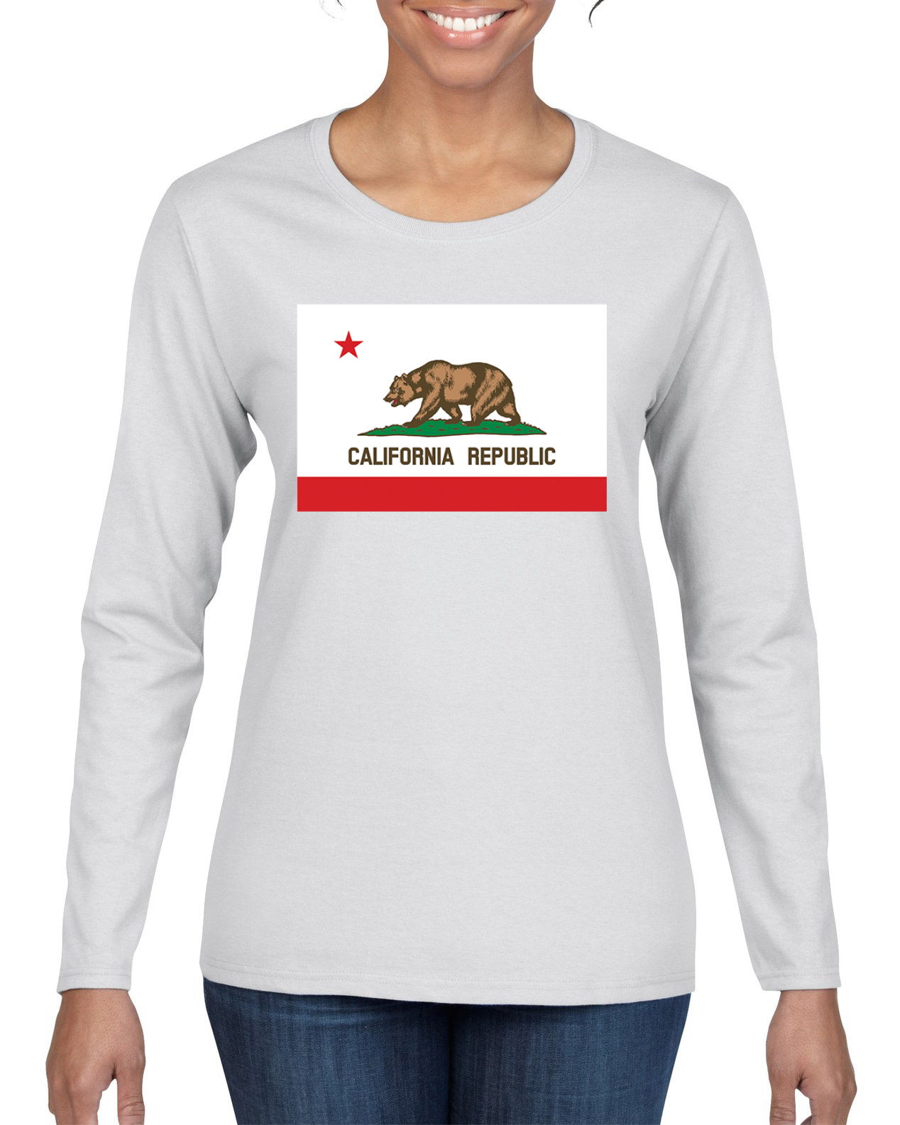 Camiseta gráfica de manga larga con bandera del estado de California - Imagen 12 de 13