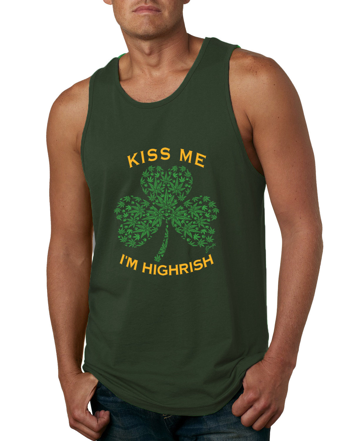 Festliche irische Saint Patricks Day Collection Herren Tankplatte Waldgrün - Bild 4 von 7