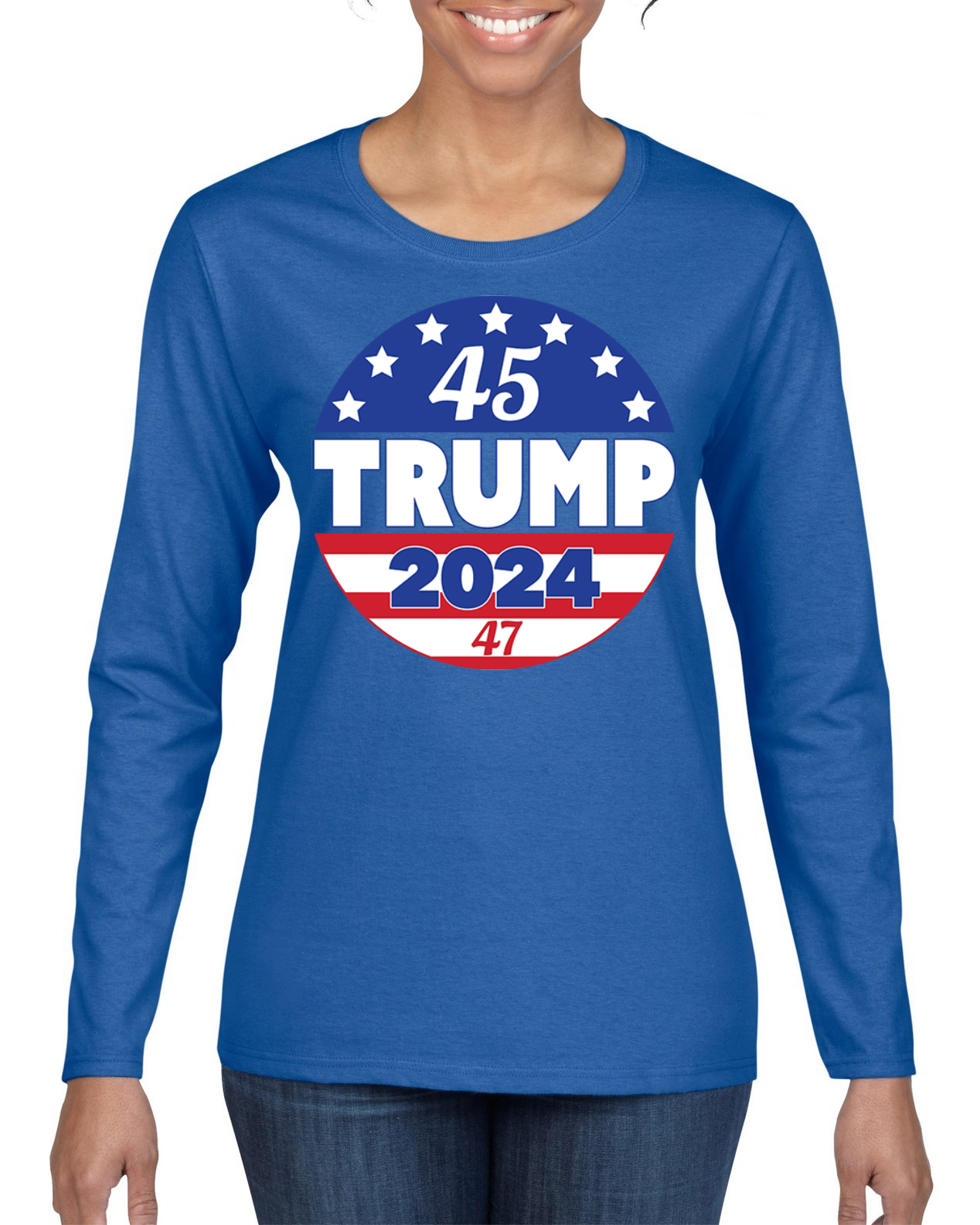 Trump 2024 45th 47th President Political Womens Graphic Long Sleeve T-Shirt - Picture 5 of 7
