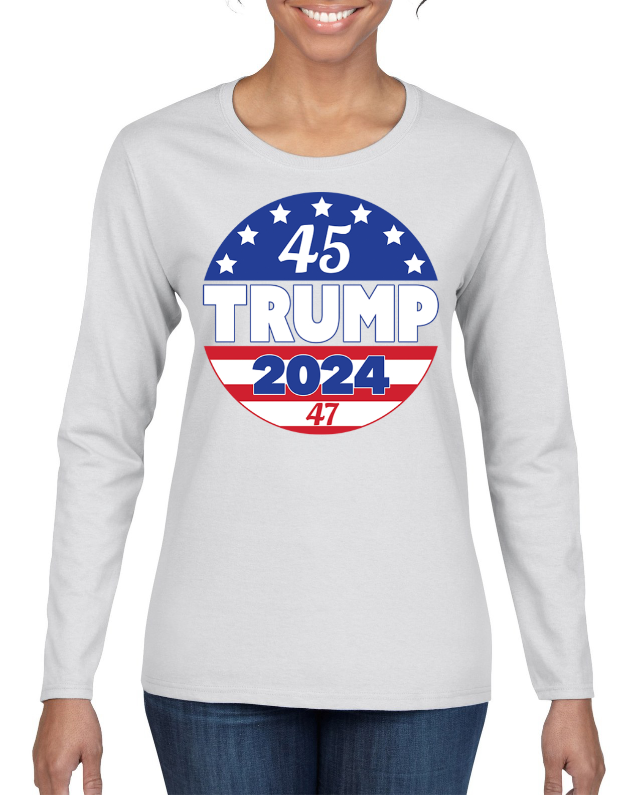 Trump 2024 45th 47th President Political Womens Graphic Long Sleeve T-Shirt - Picture 6 of 7