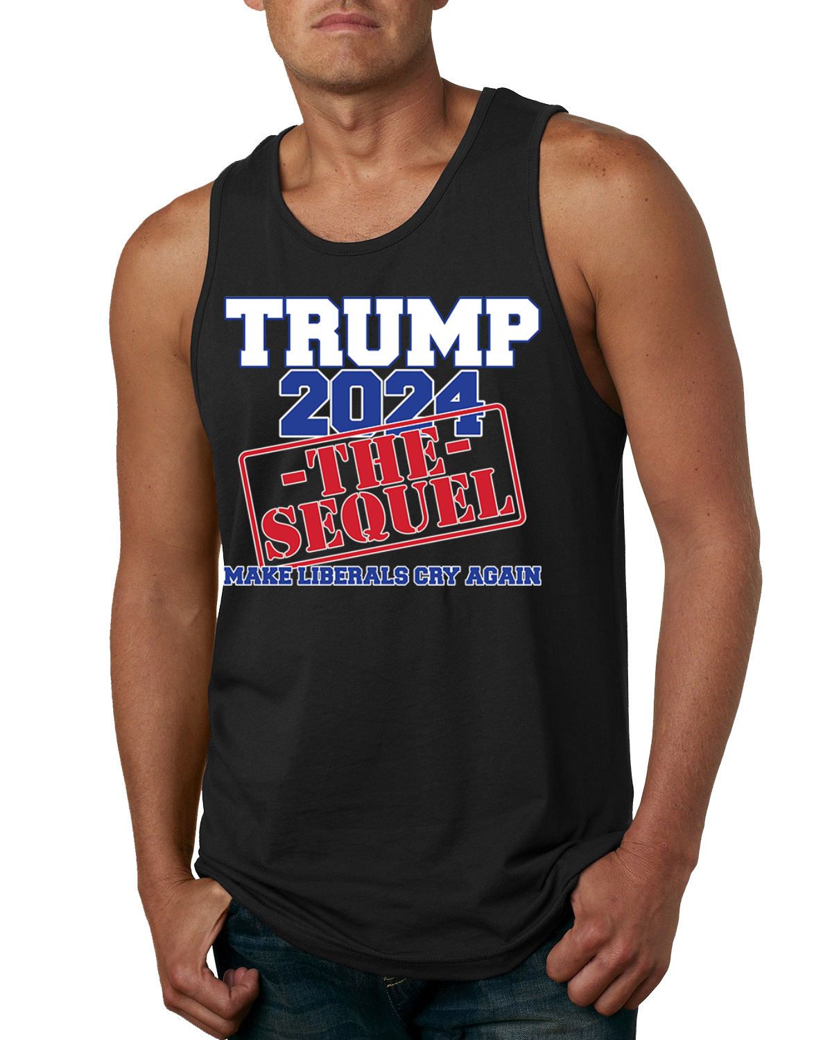Camiseta sin mangas Trump 2024 The Sequel Make Liberal Cry Again política para hombre - Imagen 3 de 6
