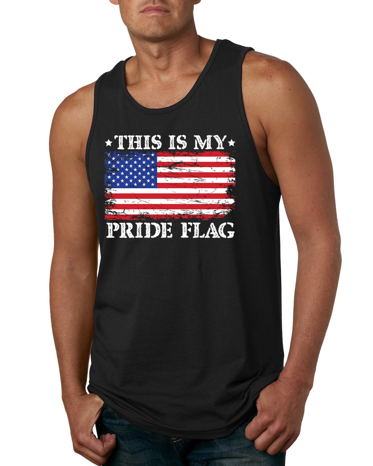 This Is My Pride Flag Funny Pro USA Patriotic Mens Tank Top - Picture 3 of 7