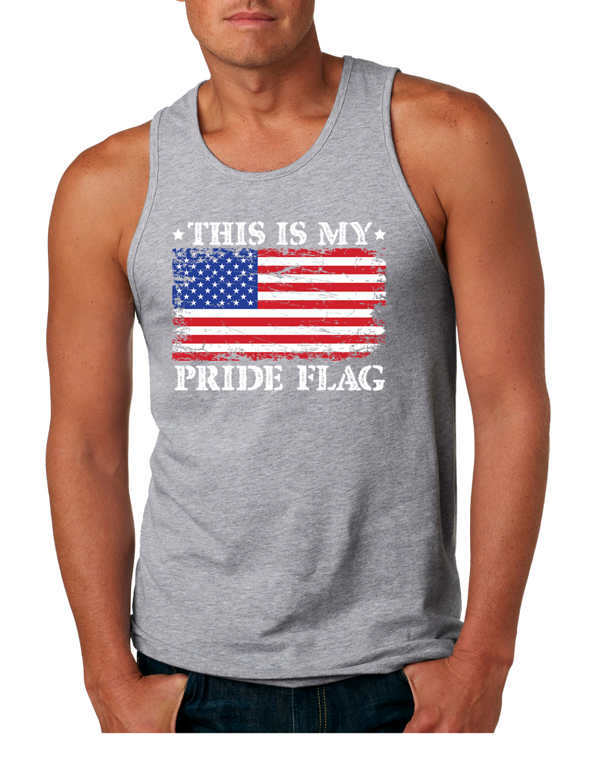 This Is My Pride Flag Funny Pro USA Patriotic Mens Tank Top - Picture 4 of 7