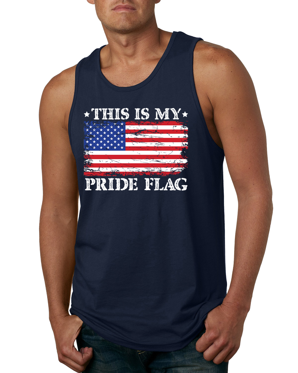 This Is My Pride Flag Funny Pro USA Patriotic Mens Tank Top - Picture 5 of 7