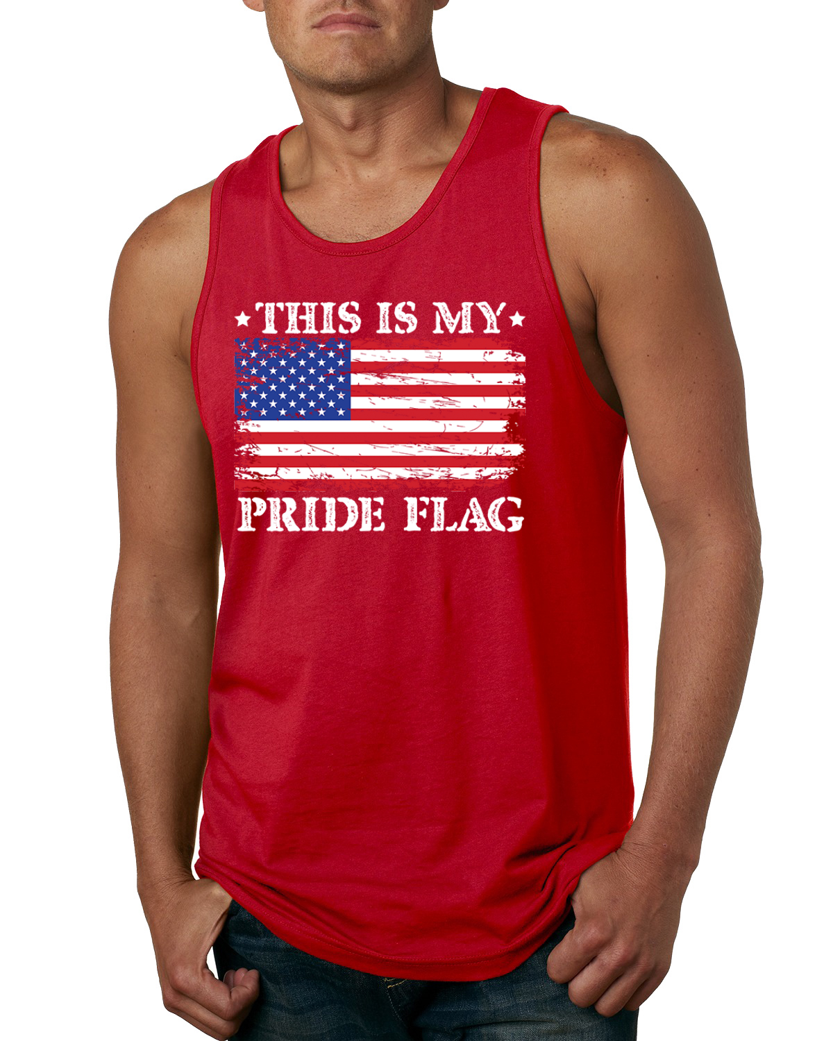 This Is My Pride Flag Funny Pro USA Patriotic Mens Tank Top - Picture 6 of 7