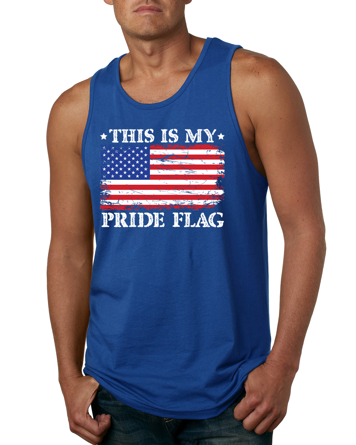 This Is My Pride Flag Funny Pro USA Patriotic Mens Tank Top - Picture 7 of 7