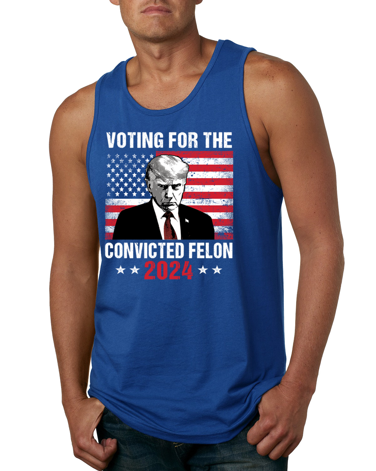 Voting for the Convicted Felon Trump 2024 Mens Tank Top - Picture 7 of 7