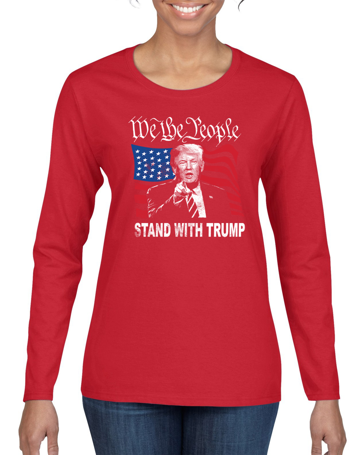 We the People Stand With Trump | 2024 Election Womens Long Sleeve T-Shirt - Picture 7 of 9
