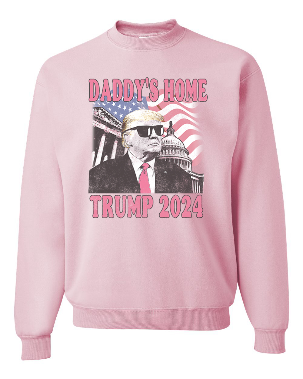 Daddy's Home Trump 2024 Glasses USA Patriotic MAGA Unisex Crewneck Sweatshirt