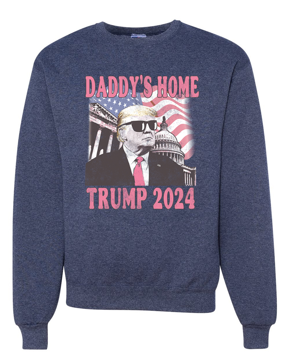 Daddy's Home Trump 2024 Glasses USA Patriotic MAGA Unisex Crewneck Sweatshirt