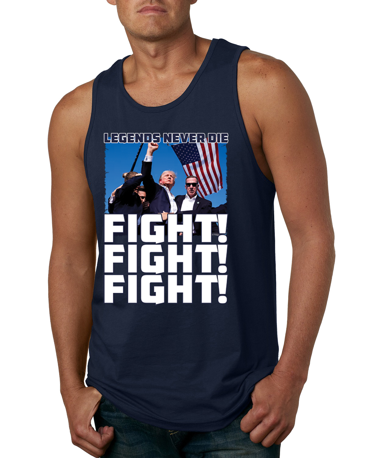 Camiseta sin mangas Legends Never Die Trump Fight Fight Fight para hombre - Imagen 5 de 7