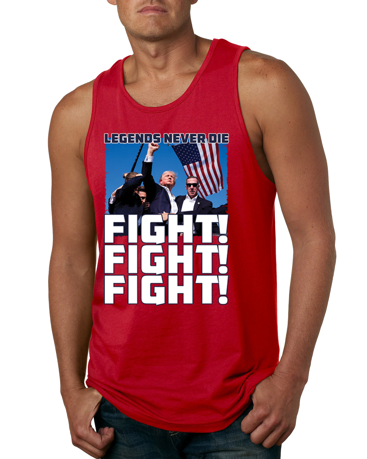 Camiseta sin mangas Legends Never Die Trump Fight Fight Fight para hombre - Imagen 6 de 7