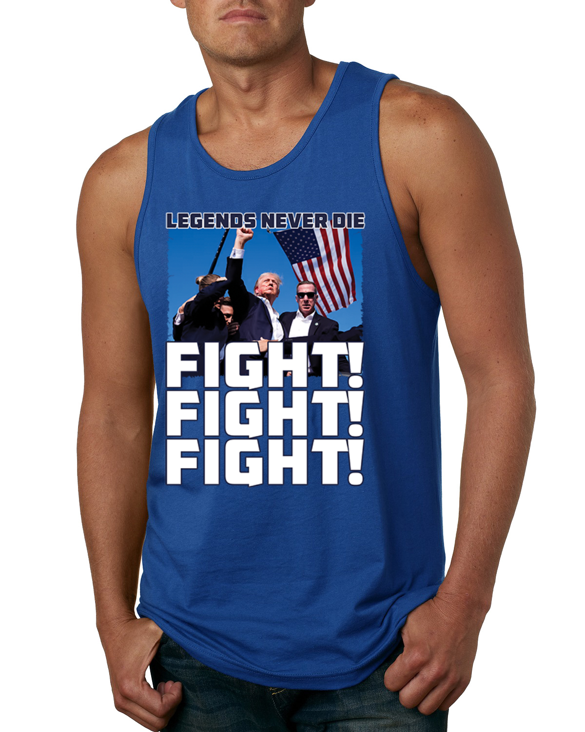 Camiseta sin mangas Legends Never Die Trump Fight Fight Fight para hombre - Imagen 7 de 7