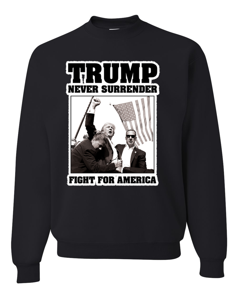 Sudadera Never Surrender Trump Fight For America cuello redondo - Imagen 3 de 12