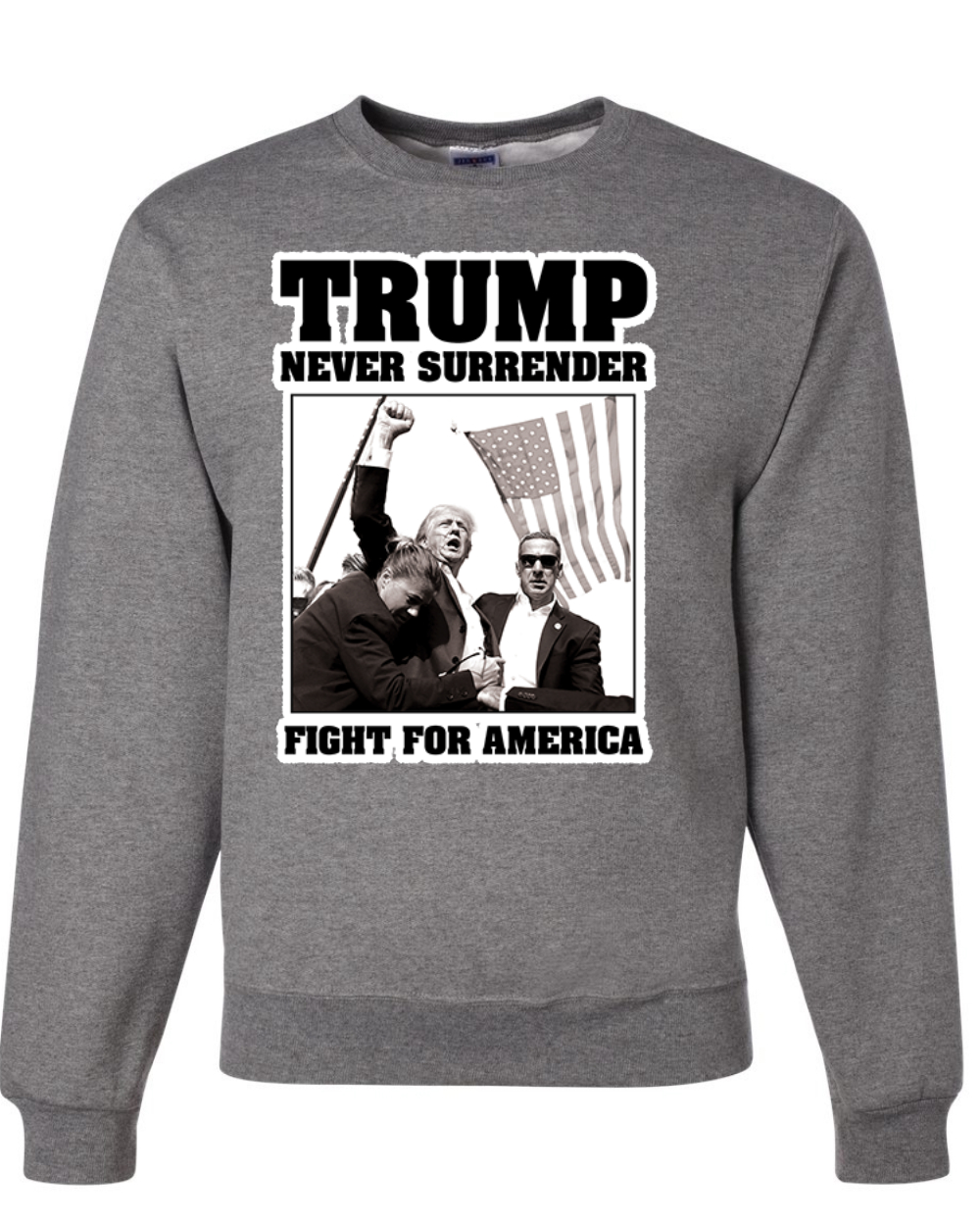Sudadera Never Surrender Trump Fight For America cuello redondo - Imagen 4 de 12