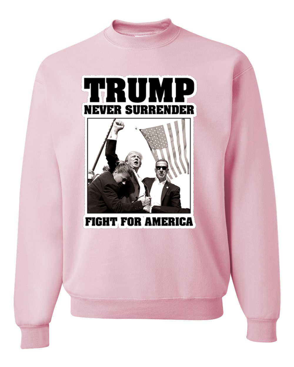 Sudadera Never Surrender Trump Fight For America cuello redondo - Imagen 5 de 12