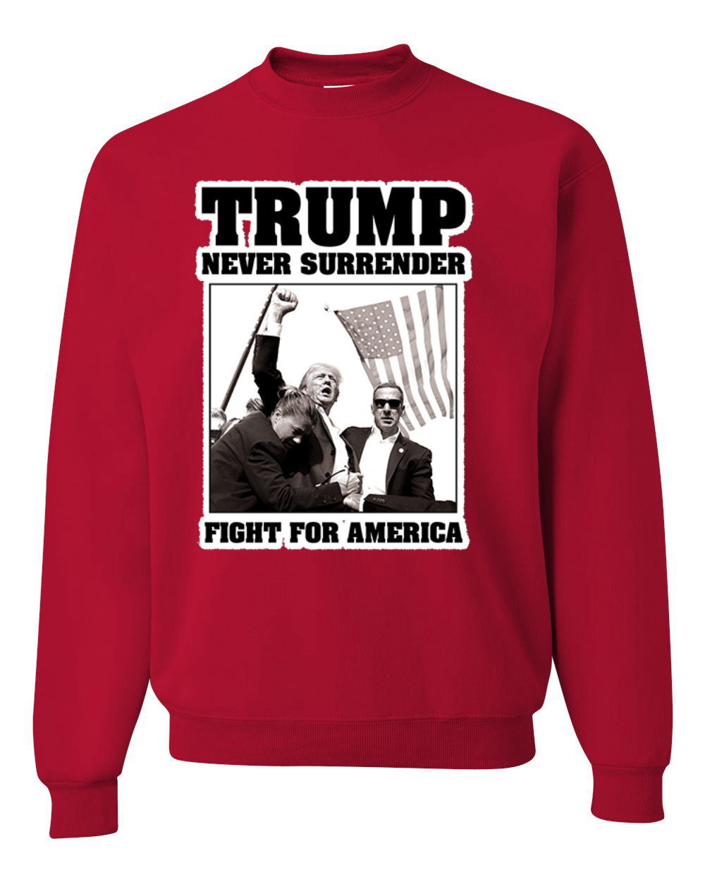 Sudadera Never Surrender Trump Fight For America cuello redondo - Imagen 7 de 12