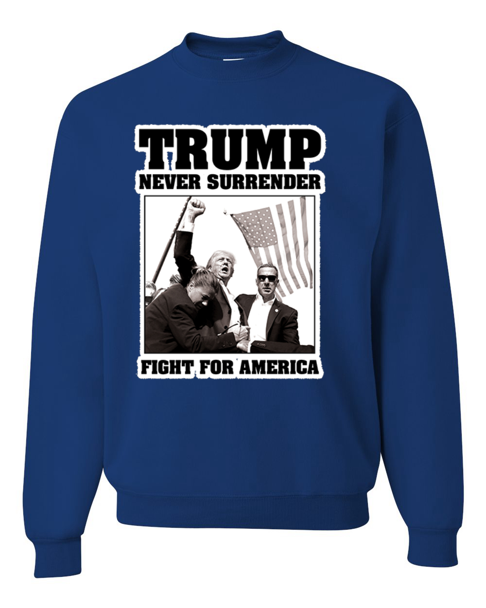Sudadera Never Surrender Trump Fight For America cuello redondo - Imagen 8 de 12