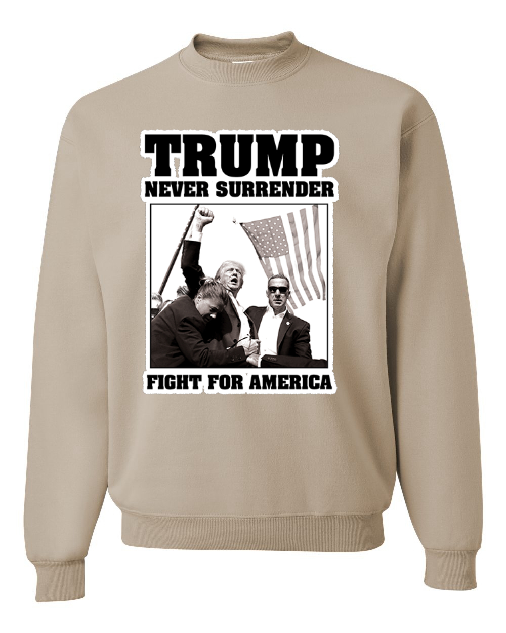 Sudadera Never Surrender Trump Fight For America cuello redondo - Imagen 12 de 12