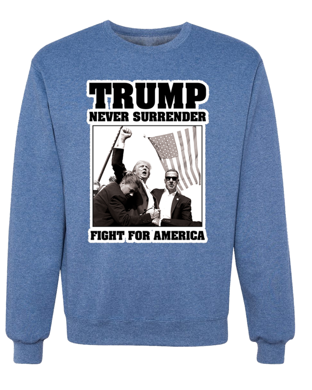 Sudadera Never Surrender Trump Fight For America cuello redondo - Imagen 9 de 12