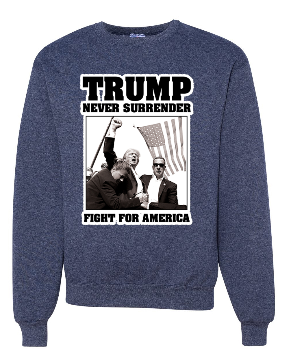 Sudadera Never Surrender Trump Fight For America cuello redondo - Imagen 10 de 12