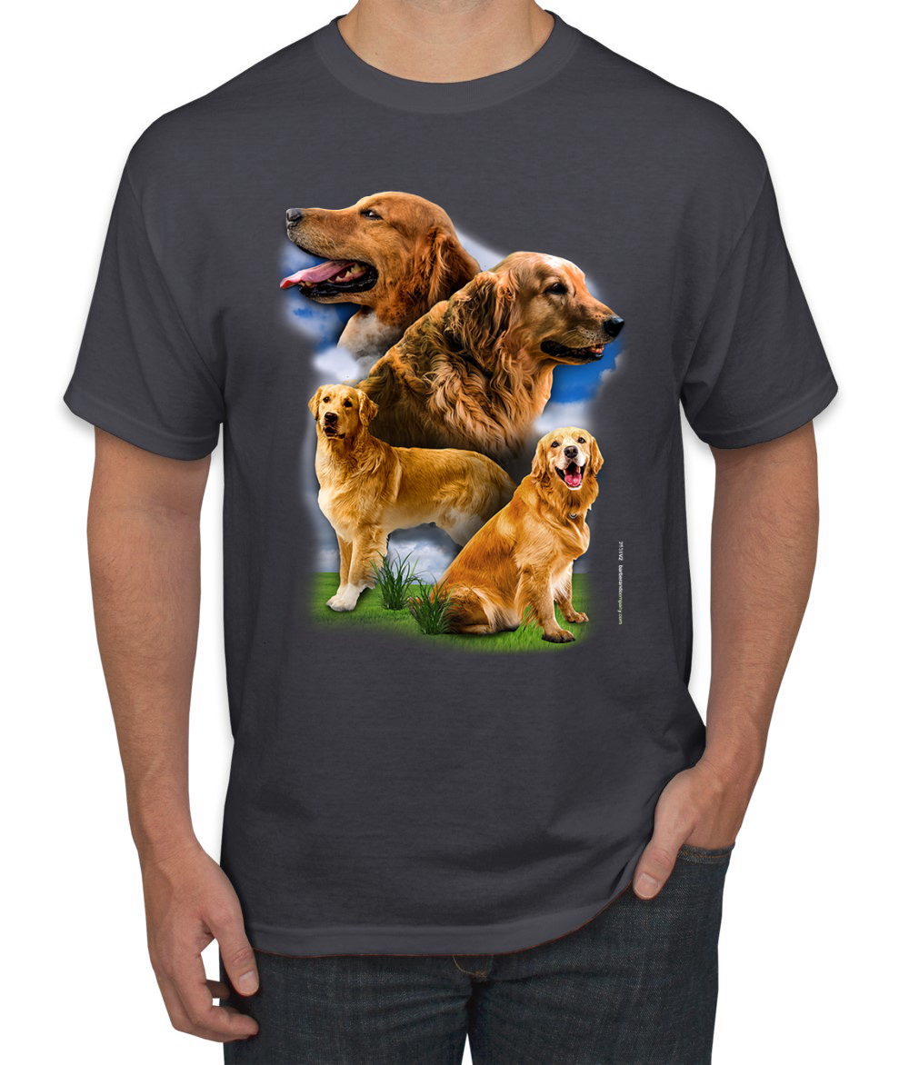 Golden Retriever Dog Portrait Dogs Men Graphic Tshirt - Picture 4 of 25