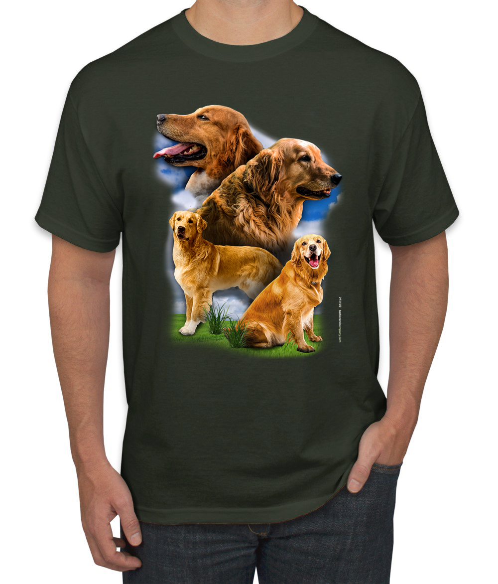 Golden Retriever Dog Portrait Dogs Men Graphic Tshirt - Picture 5 of 25