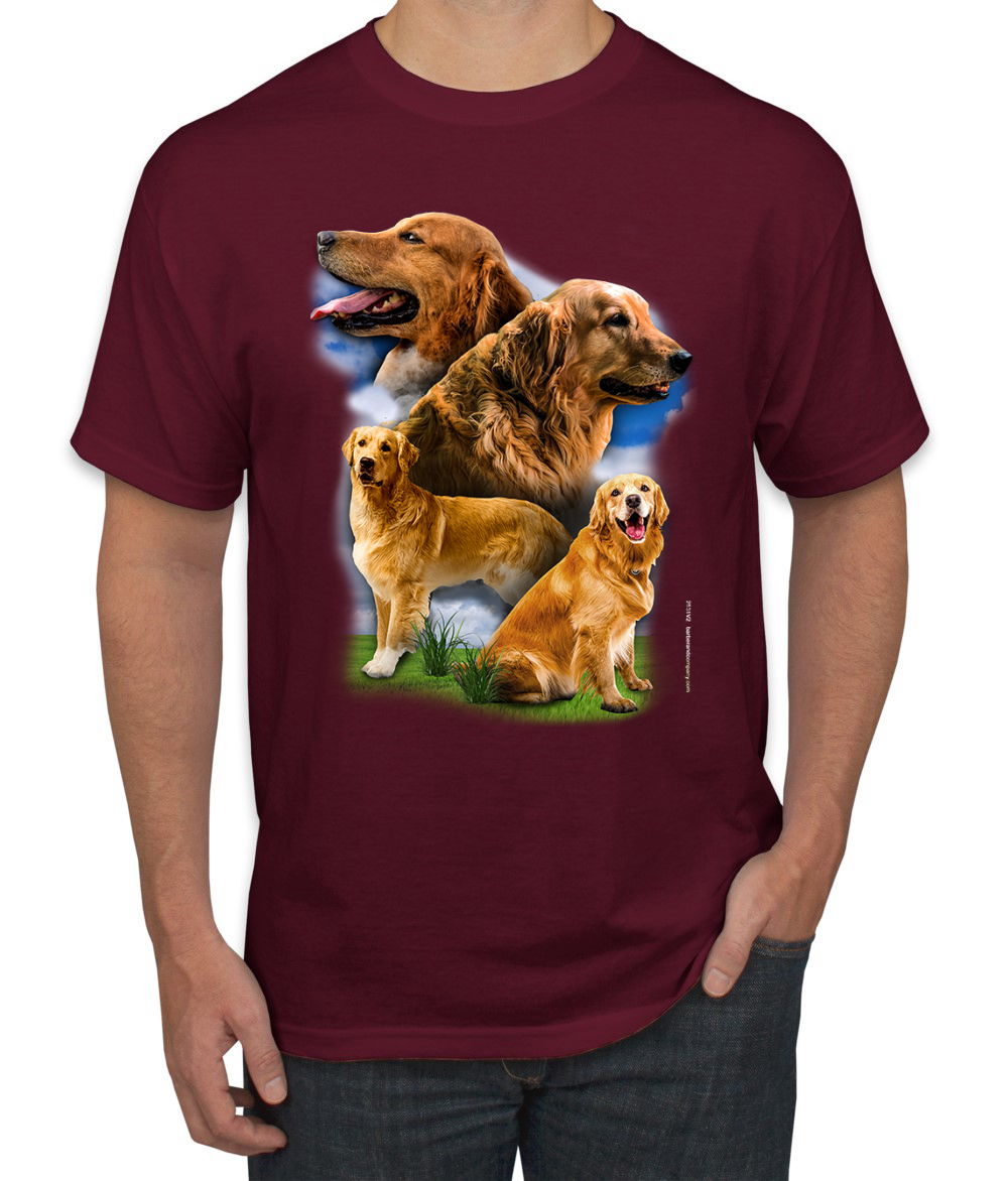 Golden Retriever Dog Portrait Dogs Men Graphic Tshirt - Picture 14 of 25