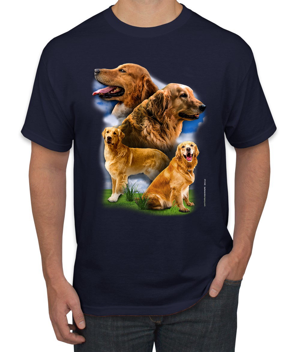 Golden Retriever Dog Portrait Dogs Men Graphic Tshirt - Picture 16 of 25