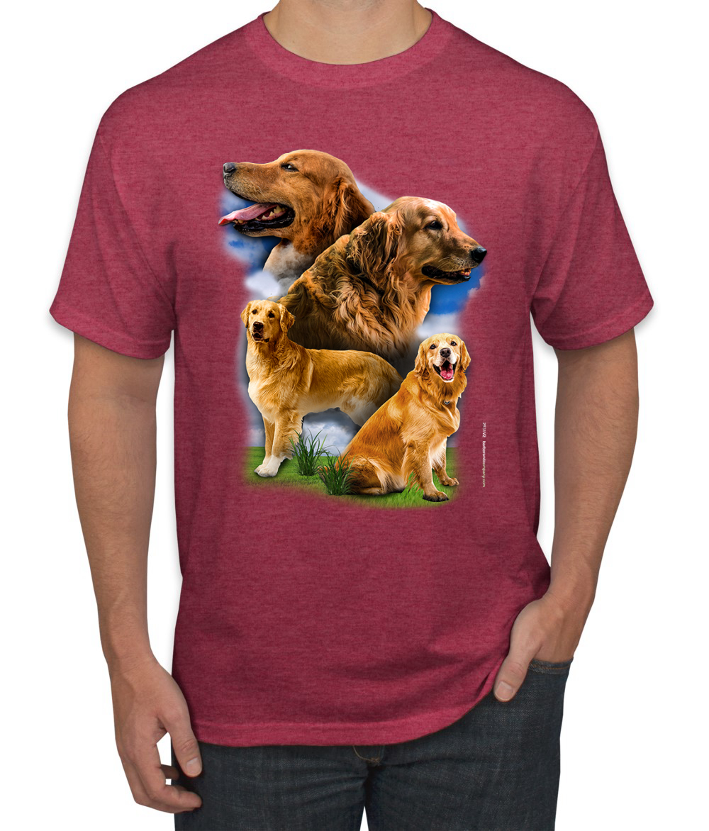 Golden Retriever Dog Portrait Dogs Men Graphic Tshirt - Picture 24 of 25