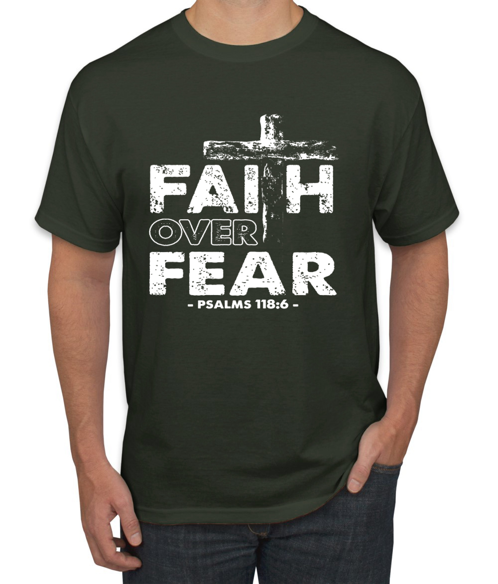 Faith Over Fear Psalm 118:6 Inspirational Christian Men Graphic Tshirt - Picture 5 of 24