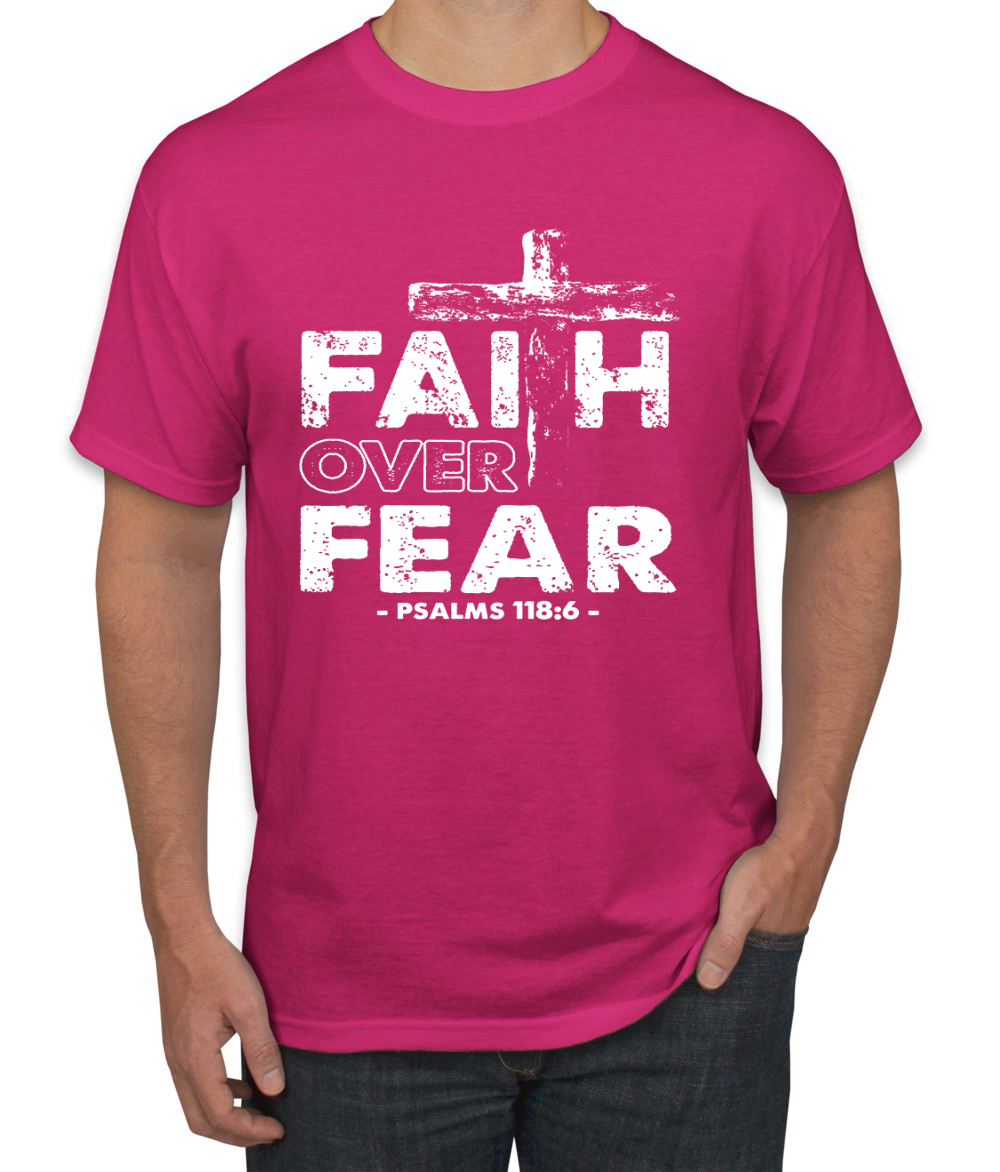 Faith Over Fear Psalm 118:6 Inspirational Christian Men Graphic Tshirt - Picture 6 of 24