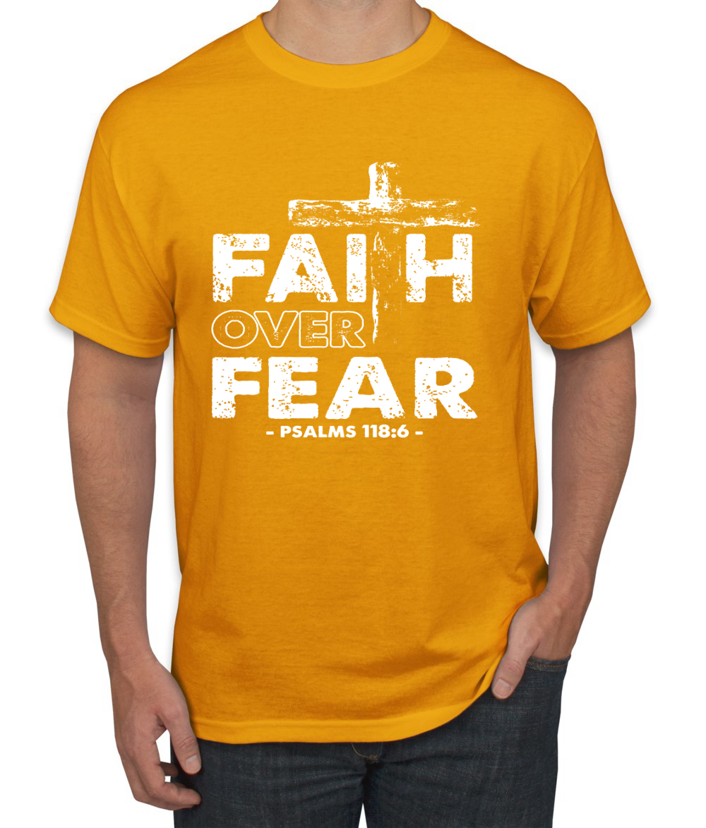 Faith Over Fear Psalm 118:6 Inspirational Christian Men Graphic Tshirt - Picture 7 of 24