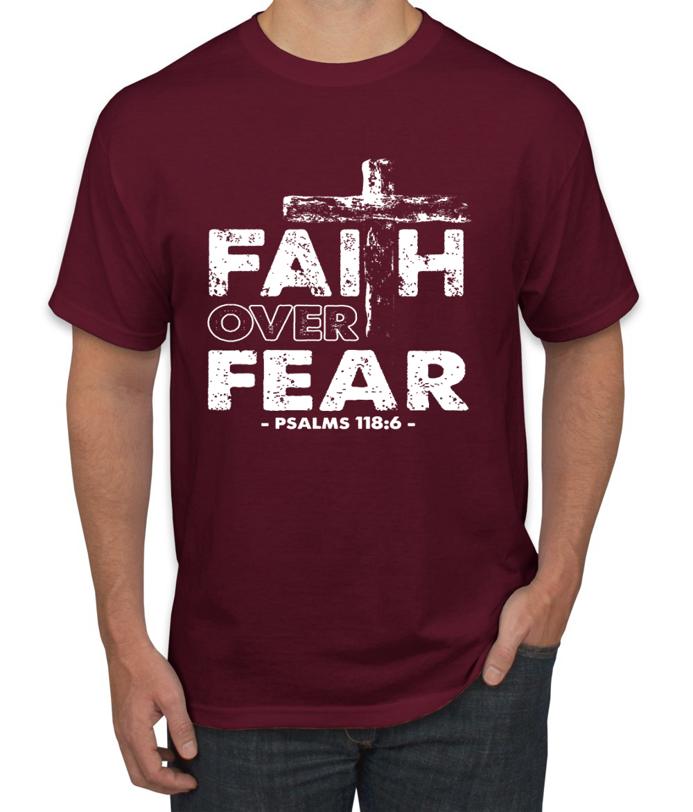 Faith Over Fear Psalm 118:6 Inspirational Christian Men Graphic Tshirt - Picture 14 of 24