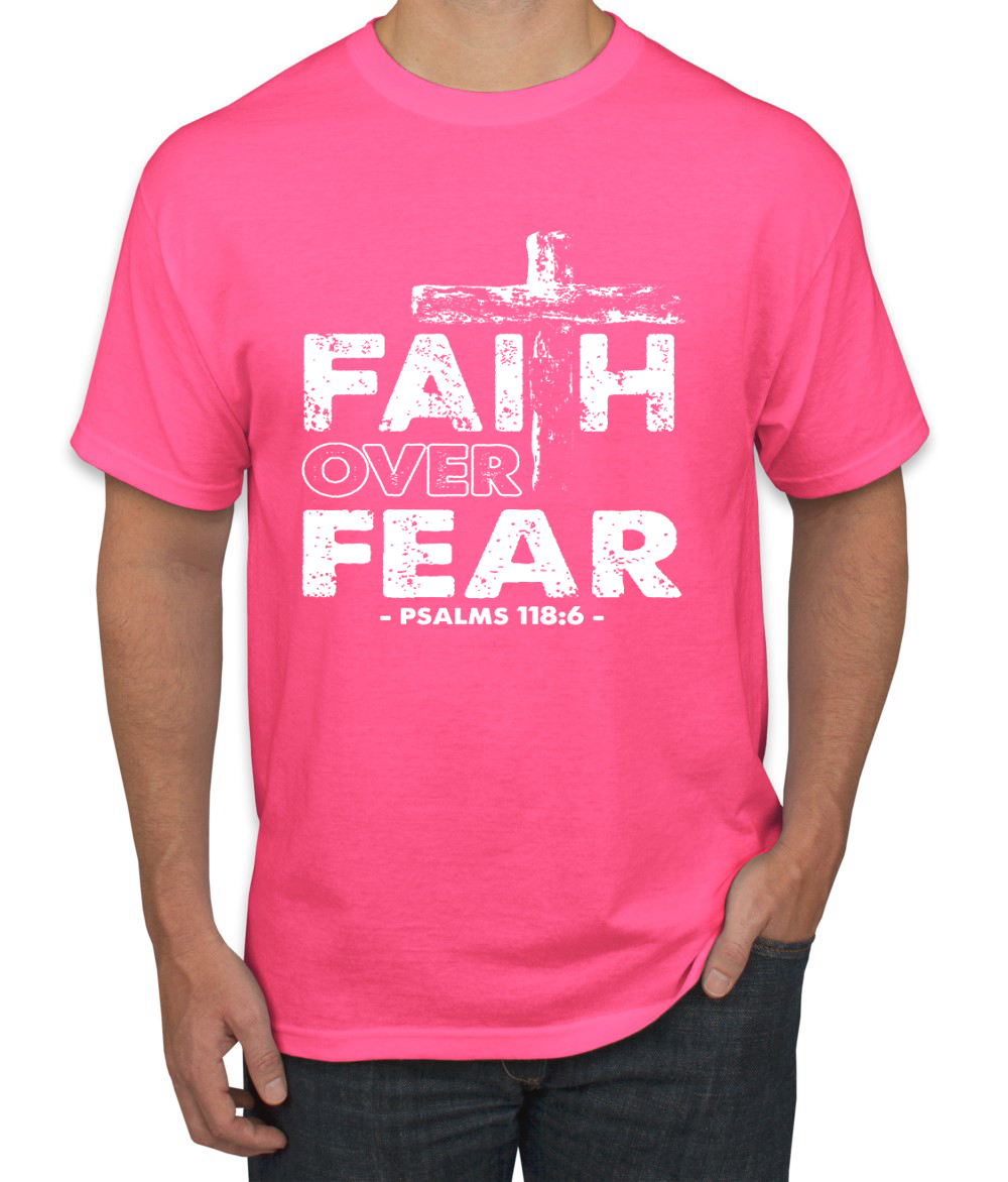 Faith Over Fear Psalm 118:6 Inspirational Christian Men Graphic Tshirt - Picture 17 of 24