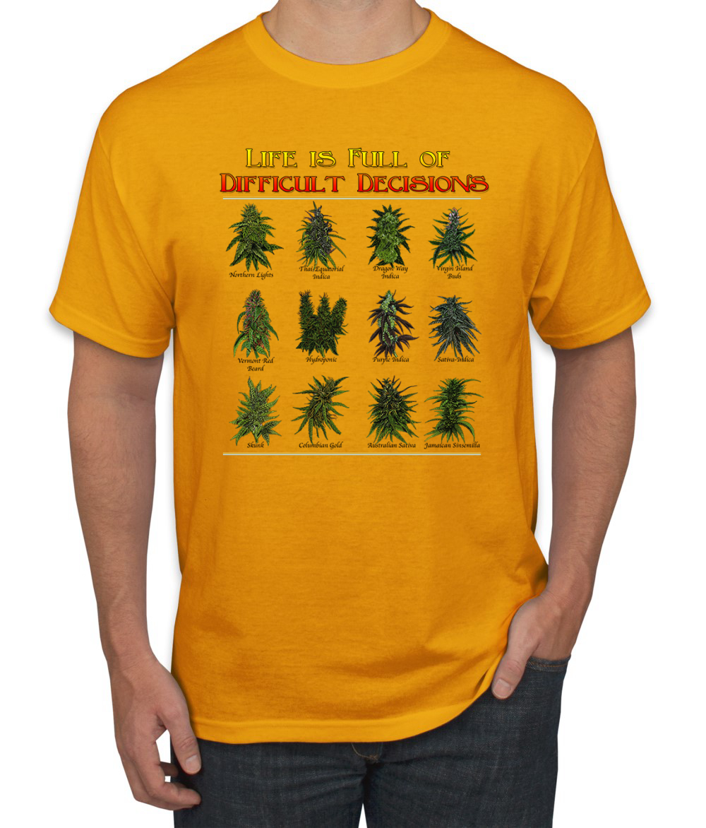 Das Leben ist voller schwieriger Entscheidungen Topfblätter Gras Männer Grafik T-Shirt - Bild 4 von 15